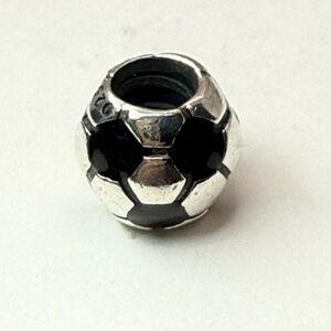 Pandora Soccer Ball Charm – Black Enamel Sterling Silver 925 (Threaded)